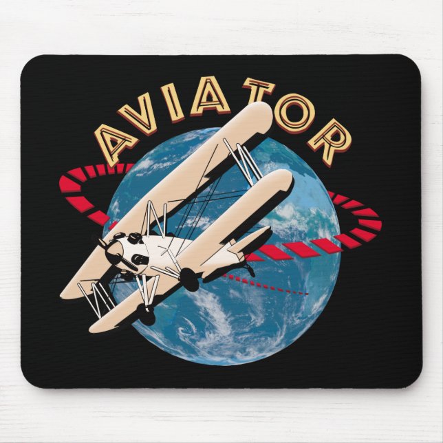Aviator som reser runt i världen musmatta (Framsidan)