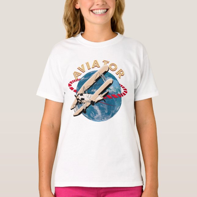 Aviator som reser runt i världen t shirt (Framsida)