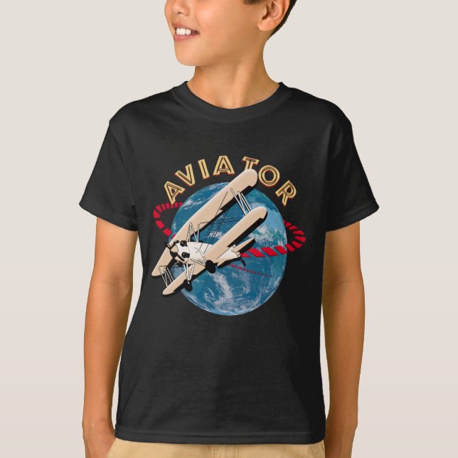 Aviator som reser runt i världen t shirt (Framsida)