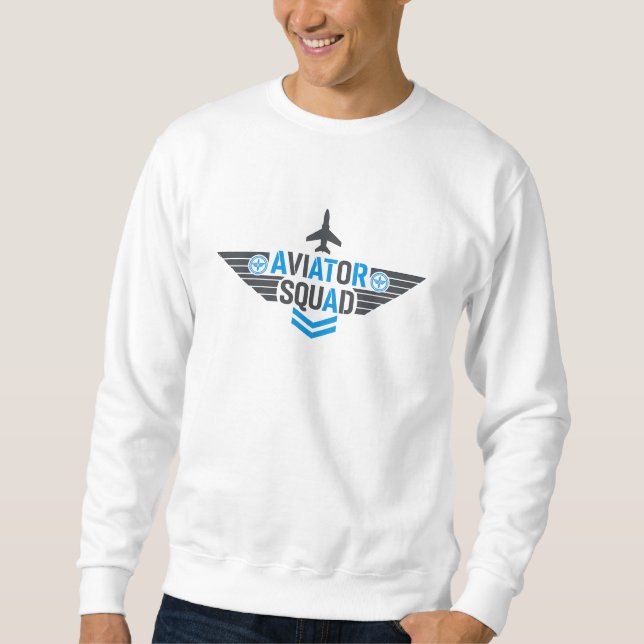 Aviator Squad – Pilot Crew Aviation T-Shirt Design Lång Ärmad Tröja (Framsida)
