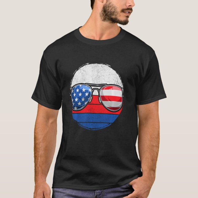 Aviator Sunglass Patriotic Apparel Fjärde Jul T Shirt (Framsida)