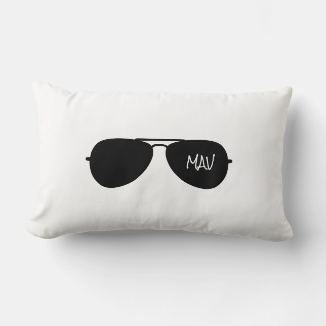 Aviator Sunglasses Black Anpassningsbar Pilot Namn Lumbarkudde (Framsida)