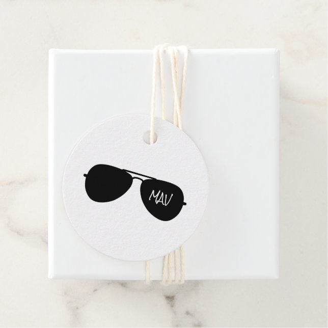 Aviator Sunglasses Silhouette Pilot Initialer Cool Gåvor Etiketter (På plats)