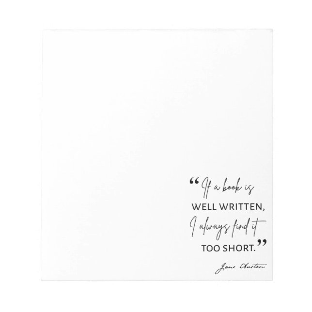 Avid Reader II - Jane Austen Quote Anteckningsblock (Framsida)