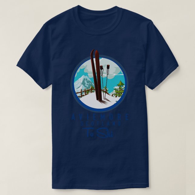 Aviemore scotland till skidåkning t shirt (Design framsida)