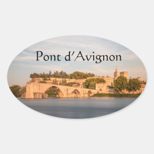 Avignon Bridge Frankrike Ovalt Klistermärke