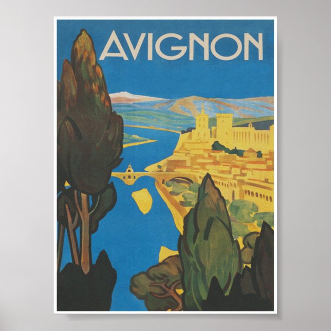 Avignon Frankrike Vintage resor Poster (Framsidan)