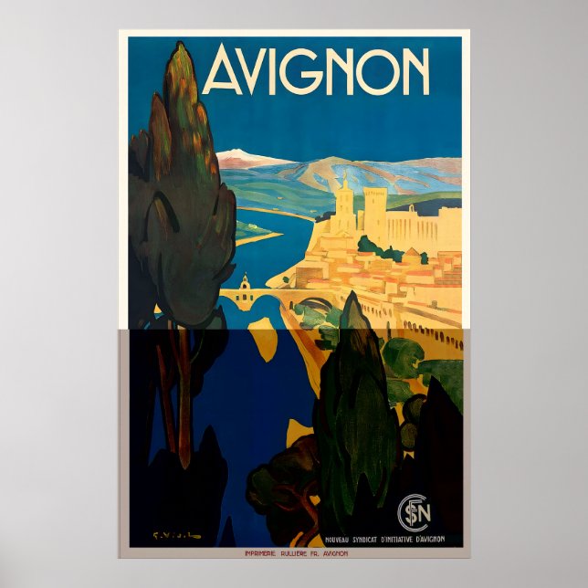 Avignon Provence Frankrike Vintage Resa Affisch (Framsidan)