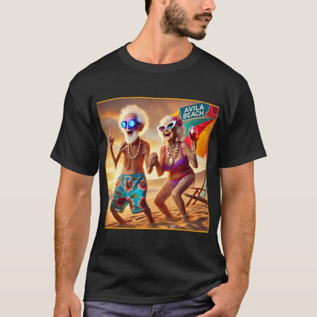 AVILA BEACH SOLNEDGÅENDE SENIORER T SHIRT (Framsida)