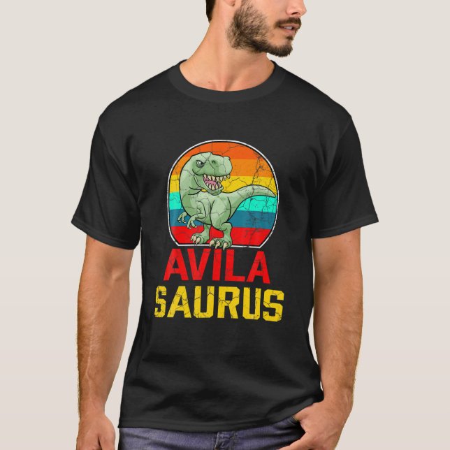 Avila Saurus Family Reunion Efternamn Team Funny C T Shirt (Framsida)