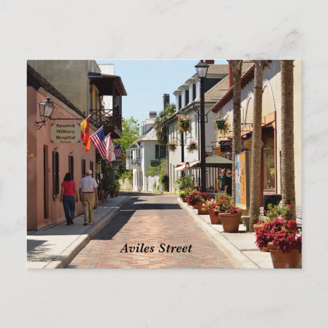 Aviles street St. Augustine, Florida Vykort (Framsida)