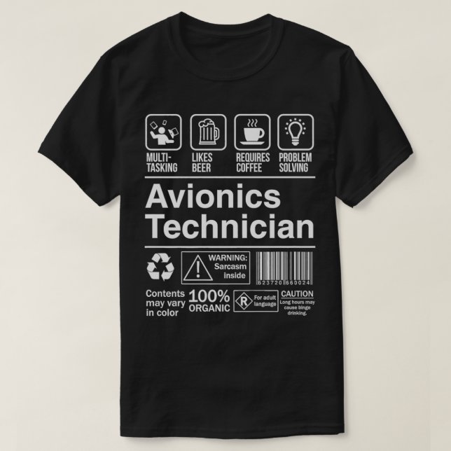 Avionics Technician Product Label Funny Premium T Shirt (Design framsida)