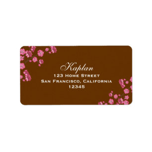 Avital Brown Rosa Flowers Adressetikett