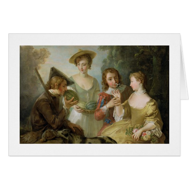 Avkänningen av lukten, c.1744-47 (olja på kanfas) hälsningskort (Framsidan Horizontal)