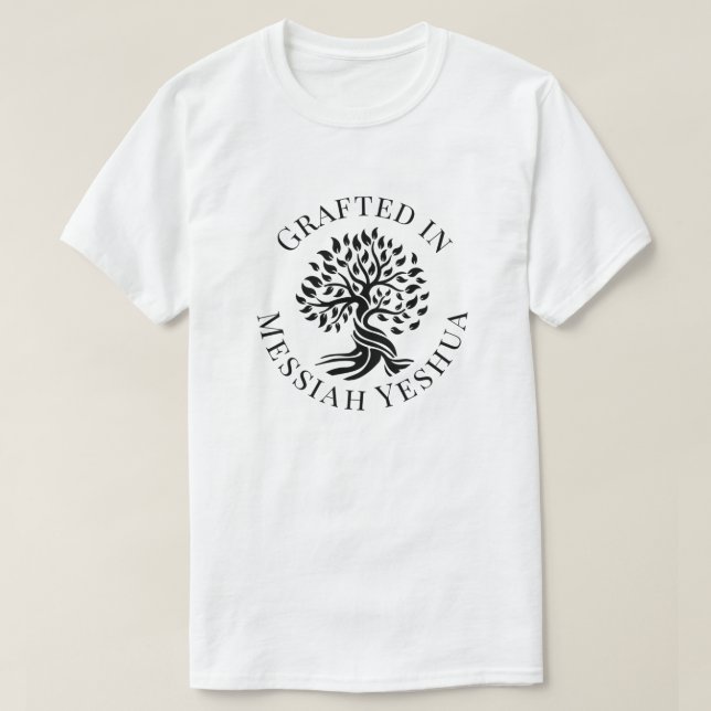 Avklippt i Messiah Yeshua Livets träd T-Shirt (Design framsida)