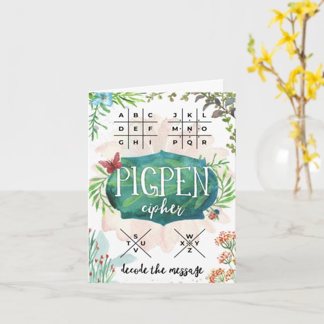 Avkoda meddelandet med Pigpen Cipher Kort (Gul blomma)