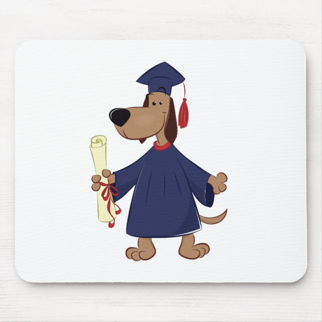 Avlägga examen hundclipart musmatta (Framsidan)
