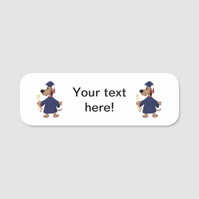 Avlägga examen hundclipart namnbricka (Framsida)