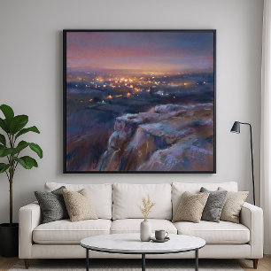 Avlägsna Stadsljus - Impressionistisk Pastellstil Poster