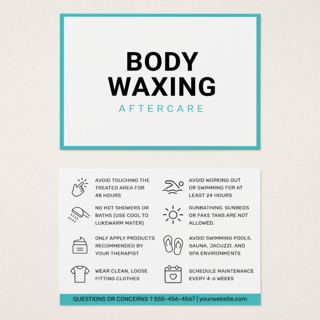 Avlägsnande av efterbehandlingskort Hårborttagning Visitkort (Framsida & baksida)