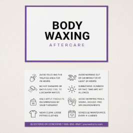 Avlägsnande av Lila Eftervårdskort Hårborttagning Visitkort