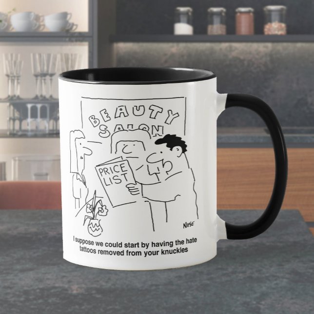 Avlägsnande av tatueringar vid barlastsalontema mugg (Skapare uppladdad)