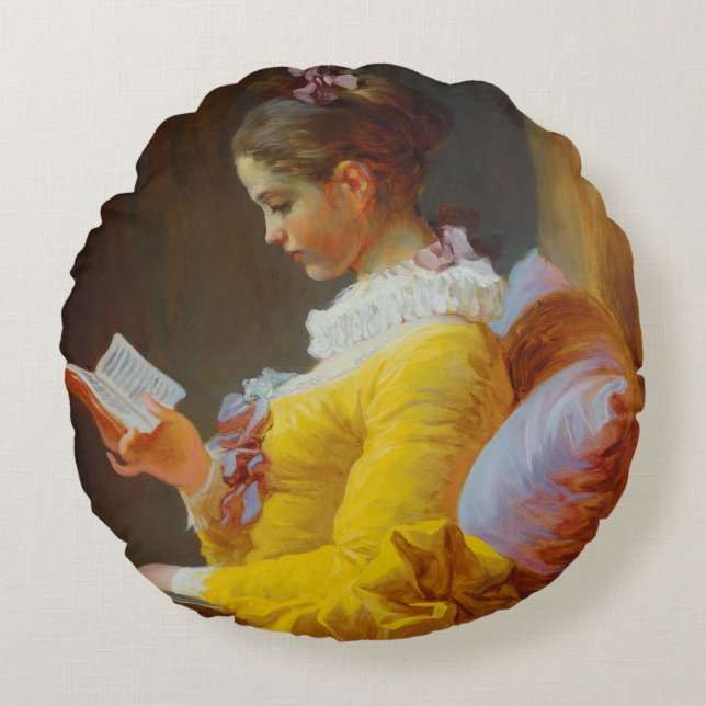 Avläsaren av Jean-Honore Fragonard Rund Kudde (Framsidan)