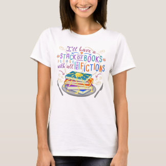Avläsarhumorbunt av bokar med gulliga fiktion tee shirt