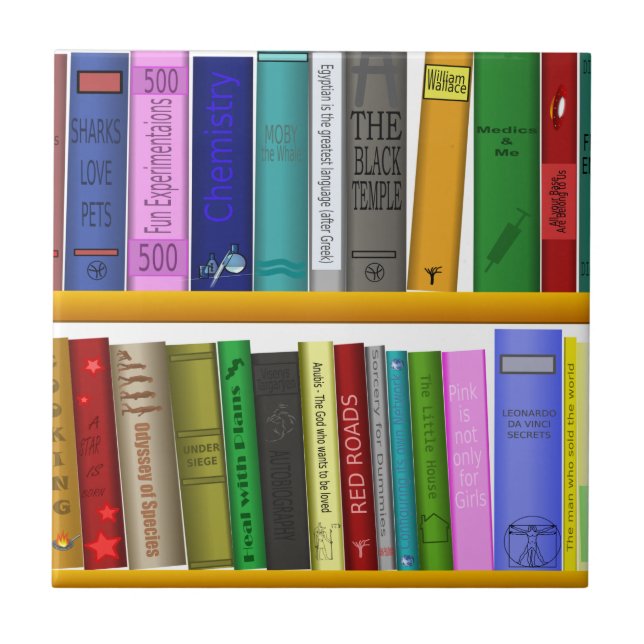 Avläsning av bokar bibliotek kakelplatta (Framsidan)