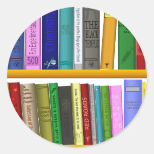 Avläsning av bokar bibliotek runt klistermärke