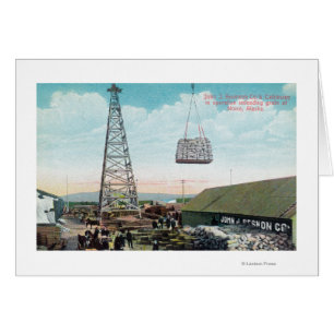 Avlastning av korn på den Swenson Co. cablewayen Hälsningskort