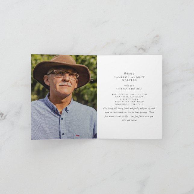 Avlidna foto Firande av Life Folded Inbjudan (Inuti)