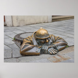 Avloppsarbetare Bronsstaty, Bratislava, Slovakien Poster