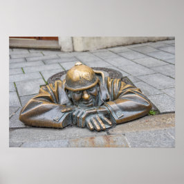 Avloppsarbetare i bronsstaty, Bratislava, Slovakie Poster