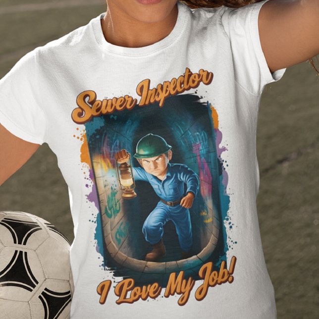 Avloppsinspektör som belyser den okända t shirt (Skapare uppladdad)