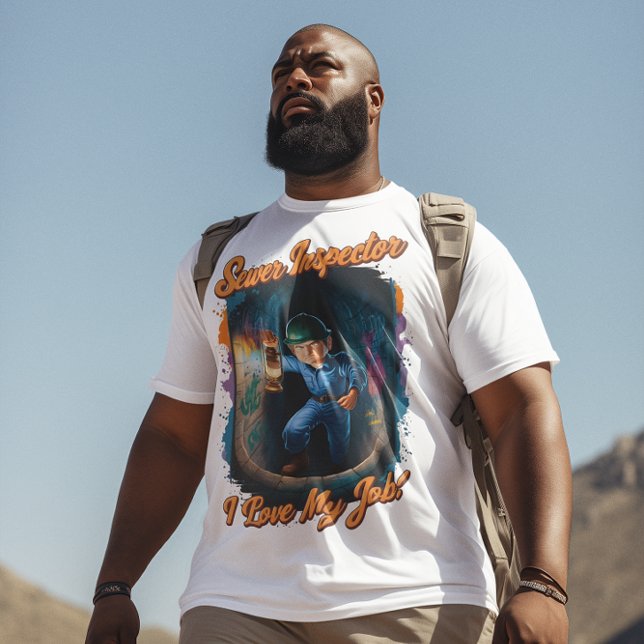 Avloppsinspektör som belyser den okända t shirt (Skapare uppladdad)