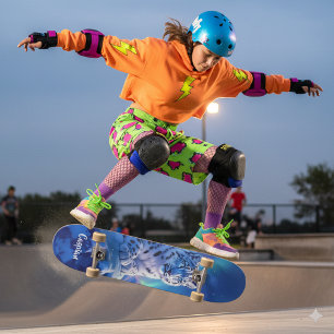 Avlossning av Snö Leopard på Sten i berget Mini Skateboard Bräda 18,5 Cm