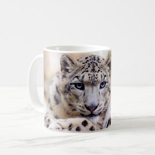 Avlossning av snö-leopard porträtt kaffemugg (Framsida vänster)