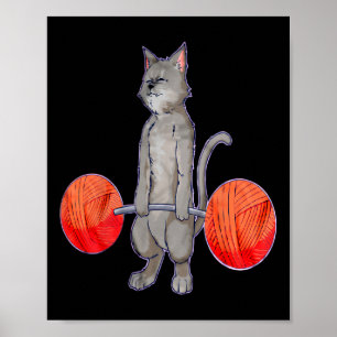 Avlyftande Grått Cat Weightlyftande Bodybuilding F Poster