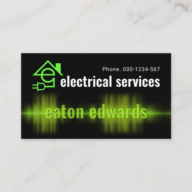 Avlyssnande elektrisk ström Letter-E elektriker Visitkort (Framsida)