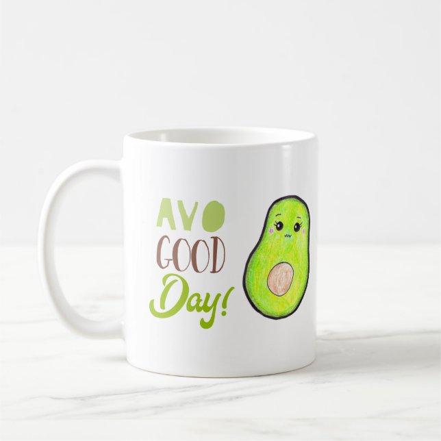 Avo bra Day Kawaii Avocado Tropical Fruit Söt Kaffemugg (Vänster)