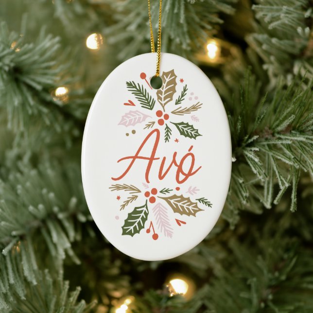 Avó Bright Holly-julfoto Julgransprydnad Keramik (Träd)
