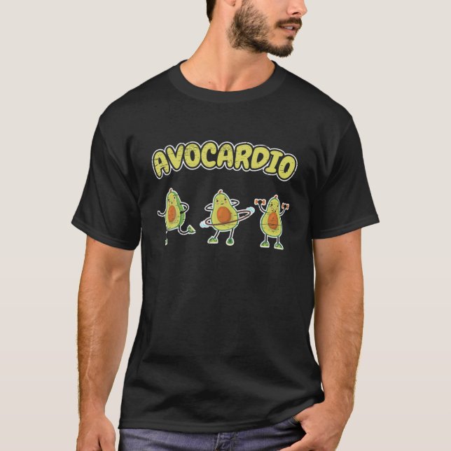 Avo-Cardio Cardio Avocado Barbell Jumping Rope Spr T Shirt (Framsida)