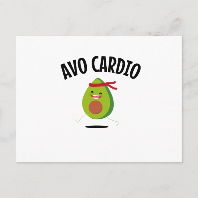 Avo Cardio Funny Avocado Workout Vegan Diet Vykort (Framsida)