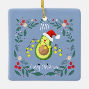 Avo god jul avocado ljus anteckningskort julgransprydnad keramik