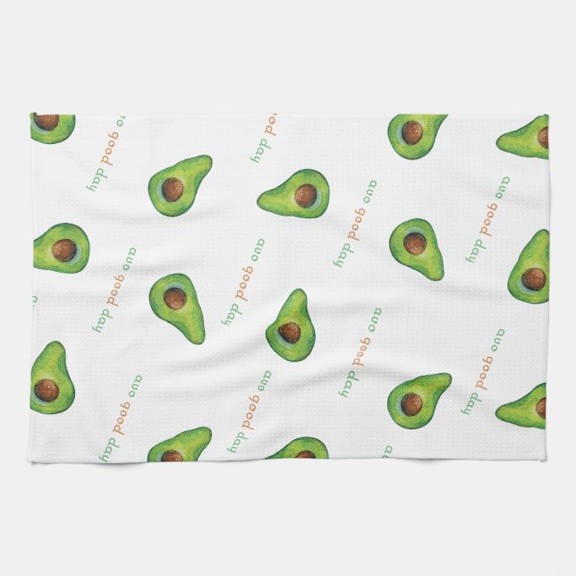 Avo God Morgon Akvarell Kökshandduk (Horisontell)
