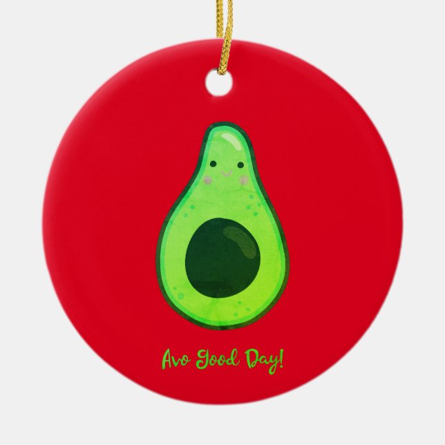 Avo Goddag Punsam Avokado  Julgransprydnad Keramik (Framsidan)