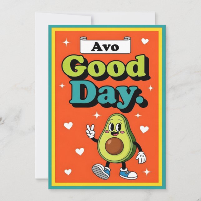 Avo Goddag söt avokado-pun presentgrafik mat Tack Kort (Framsida)