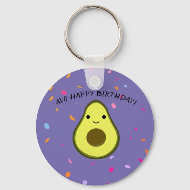 Avo Grattis på födelsedagen Cute Avocado Birthday Nyckelring (Framsida)