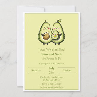 Avo i en Baby Avocado Baby Shower Inbjudningar